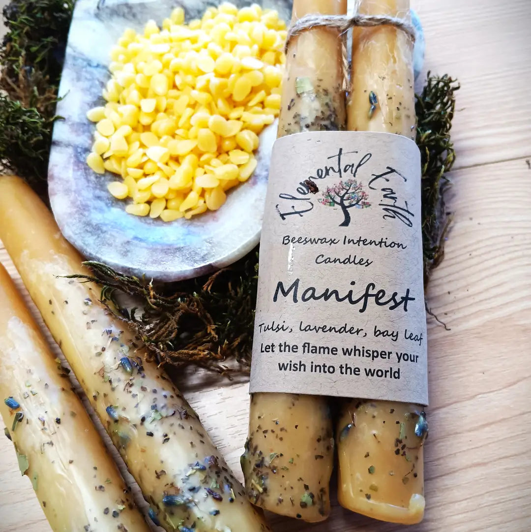 Beeswax Manifest Intention Candles - Milagro Herbs - Handmade Organic Herbal Remedies & Medicinal Plants