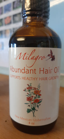 Abundant Hair Oil 4oz - Milagro Herbs - Handmade Organic Herbal Remedies & Medicinal Plants