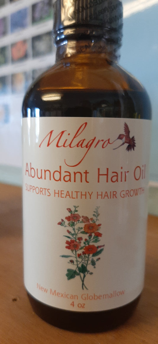 Abundant Hair Oil 4oz - Milagro Herbs - Handmade Organic Herbal Remedies & Medicinal Plants