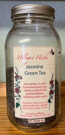 Jasmine Green Tea - Organic - Milagro Herbs - Handmade Organic Herbal Remedies & Medicinal Plants