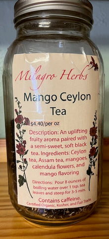 Mango Ceylon Tea - Organic - Milagro Herbs - Handmade Organic Herbal Remedies & Medicinal Plants
