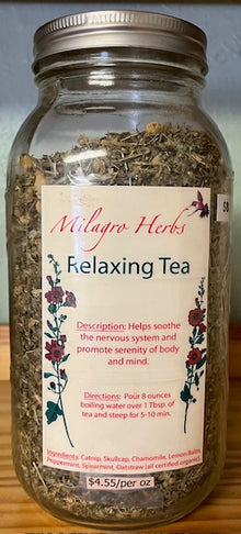 Relaxing Tea - Organic - Milagro Herbs - Handmade Organic Herbal Remedies & Medicinal Plants