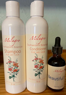 Milagro Companions: Shampoo (8oz) & Conditioner (8oz) & Beautiful Hair Tonic (2oz) - Milagro Herbs - Handmade Organic Herbal Remedies & Medicinal Plants