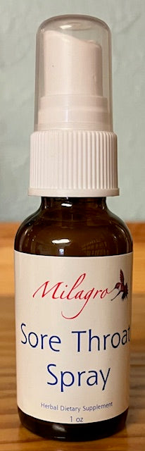 Sore Throat Spray 1oz - Milagro Herbs - Handmade Organic Herbal Remedies & Medicinal Plants