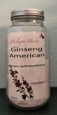 American Ginseng (Dried Powder) -Organic - Milagro Herbs - Handmade Organic Herbal Remedies & Medicinal Plants