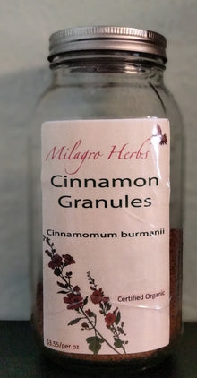 Cinnamon Granules - Organic - Milagro Herbs - Handmade Organic Herbal Remedies & Medicinal Plants