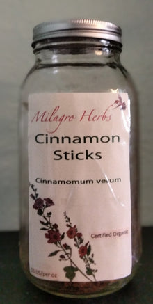 Cinnamon Sticks (Dried) - Organic - Milagro Herbs - Handmade Organic Herbal Remedies & Medicinal Plants