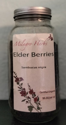 Elderberry (Dried) - Organic - Milagro Herbs - Handmade Organic Herbal Remedies & Medicinal Plants