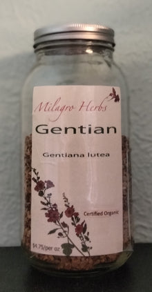 Gentian (Dried) - Organic - Milagro Herbs - Handmade Organic Herbal Remedies & Medicinal Plants