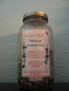 Hibiscus Heaven Tea - Organic - Milagro Herbs - Handmade Organic Herbal Remedies & Medicinal Plants