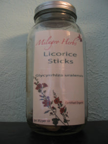 Licorice sticks (Chinese) (Dried) - Organic - Milagro Herbs - Handmade Organic Herbal Remedies & Medicinal Plants