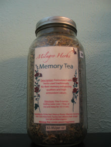 Memory Tea - Organic - Milagro Herbs - Handmade Organic Herbal Remedies & Medicinal Plants
