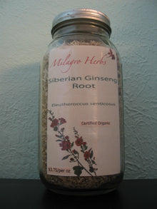 Siberian Ginseng Root (Dried) - Organic - Milagro Herbs - Handmade Organic Herbal Remedies & Medicinal Plants