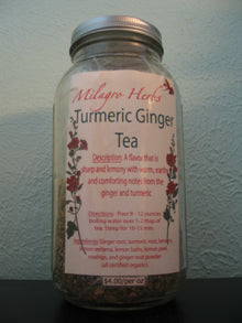 Turmeric Ginger Tea - Organic - Milagro Herbs - Handmade Organic Herbal Remedies & Medicinal Plants